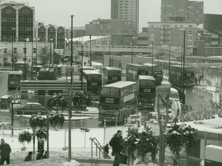 Stratford bus station seen from Westfield Stratford City