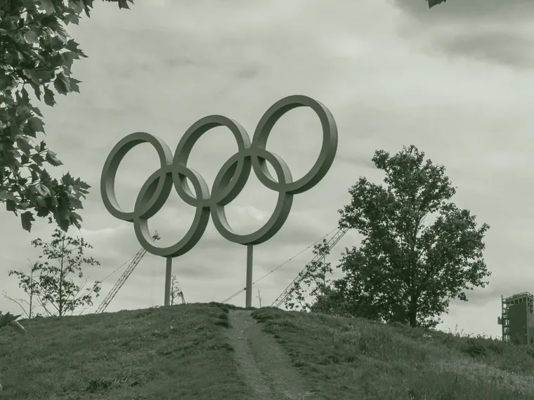 The Olympic Rings sculpture in Queen Elizabeth Olympic Park, Stratford